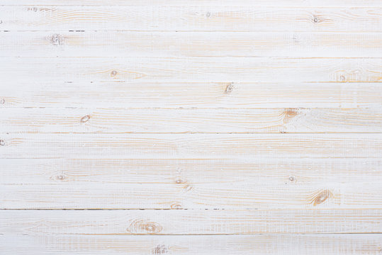 White painted old wooden planks table texture