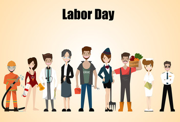 People of different occupations. Professions set. International Labor Day. Concept website template. Flat Vector illustration