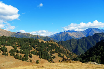 View on Mountains in Tusheti Nature Reserve. Georgia