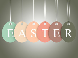 Easter text on egg shape hanging labels