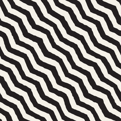 Seamless Wavy Hand Drawn Stripes Pattern. Repeating Vector Texture.