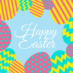 Happy Easter card with decorated eggs