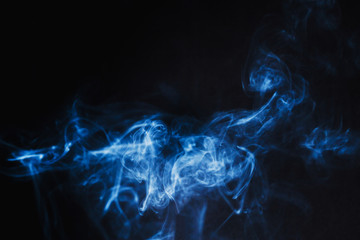 Abstract  Blue Smoke on black background