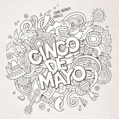 Cinco de Mayo. Cartoon vector hand drawn Doodle illustration