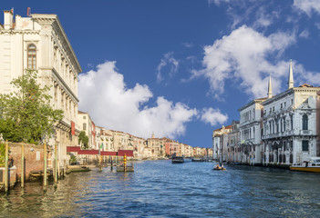 Fototapeta na wymiar Beautiful view of the Grand Canal near Ca' Vendramin Calergi, the casino of Venice, Italy