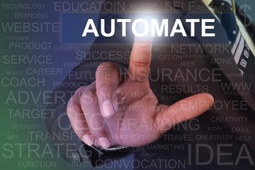 Businessman touching automate button on virtual screen