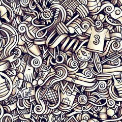 Naklejka premium Graphic Sport hand drawn artistic doodles seamless pattern