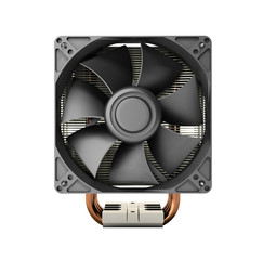 Active CPU cooler with the aluminum finned heat-sink and the fan 3d render no shadow