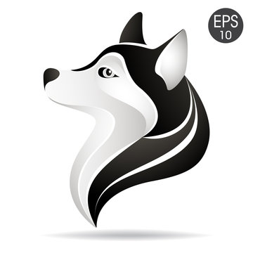 Husky head profile logo. Stock vector illustration of alaskan dog