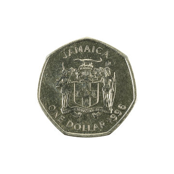 1 jamaican dollar coin (1996) obverse isolated on white background