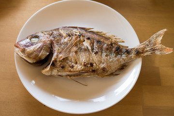 Baked cooked sea bream