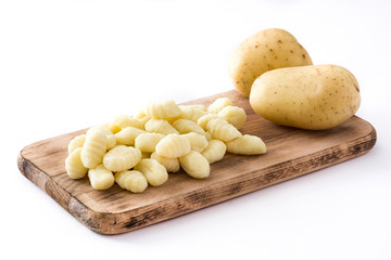Uncooked potato gnocchi isolated on white background
