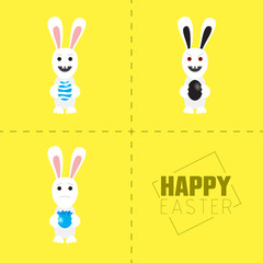Easter rabbit with colorful egg. Vector illustration