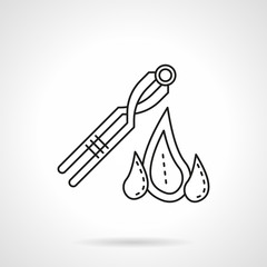 Forge tongs flat line vector icon