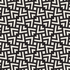 Geometric Ornament With Striped Rhombuses. Vector Seamless Monochrome Pattern