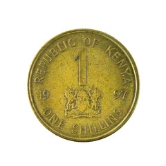 1 kenyan shilling coin (1987) obverse isolated on white background