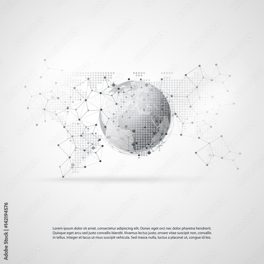 Poster abstract cloud computing and global network connections concept design with transparent geometric me