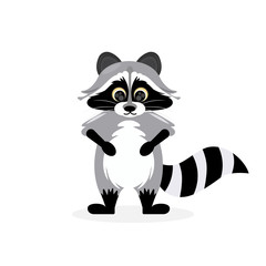 Funny raccoon isolated on white background. vector illustration.