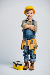 Little boy in tool belt