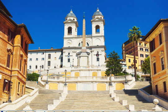 The church of Trinita dei Monti at the Spanish Steps (Piazza di Spagna), Rome, Italy