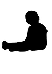 Silhouette of little boy looking sits vector black.