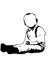 Silhouette of little boy looking sits vector
