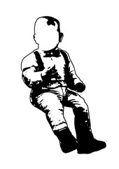 Silhouette of little boy sitting vector black.