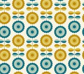seamless retro pattern with flowers