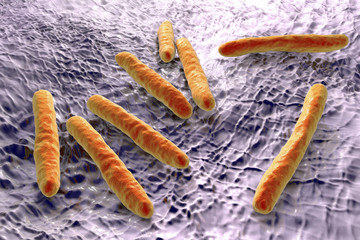 Bacteria Mycobacterium tuberculosis, the causative agent of tuberculosis, 3D illustration