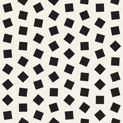 Geometric Scattered Shapes. Vector Seamless Black and White Pattern