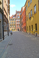 Fototapeta na wymiar WARSAW, POLAND. View of the narrow small street of the Old city