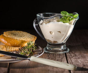 baguette with cream cheese