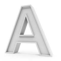 3d Rendering grey material letter A isolated white background