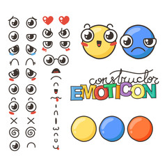 Constructor of cute lovely kawaii emoticon.