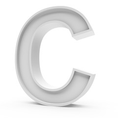 3d Rendering grey material letter C isolated white background