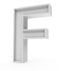 3d Rendering grey material letter F isolated white background