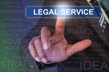 Fototapeta na wymiar Businessman touching legal service button on virtual screen