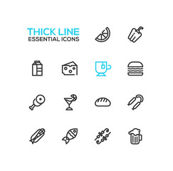 Kinds of Food Line Icons Set