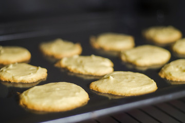 Homemade cookies in oven