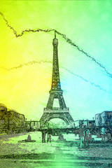 eiffel tower abstract art, paris art, wall art canvas © ArtCommercial
