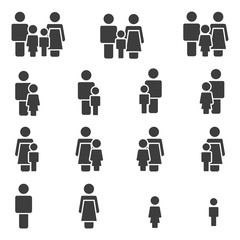 Family Icons Set. Vector . Flat Sign for using in the App, UI, Art, Logo, Web.