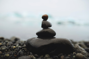 Black Pebbles on Iceland Beach