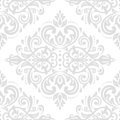 Classic seamless vector light silver pattern. Traditional orient ornament. Classic vintage background