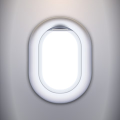 Obraz premium Blank passenger plane window vector template