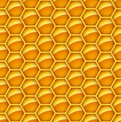 Seamless glossy orange honey comb vector background.