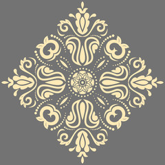 Elegant vector square golden ornament in classic style. Abstract traditional pattern with oriental elements. Classic vintage pattern