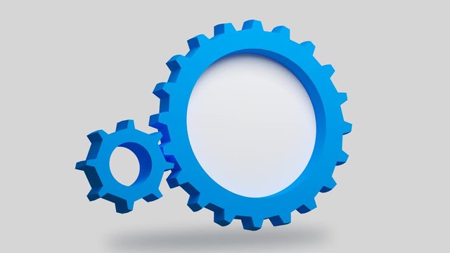 Two blue gears team work, help for use in presentations, education manuals, design, etc. 3D