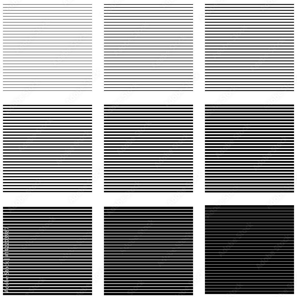 Poster Set backgrounds horizontal lines and stripes with different thickness and intensity