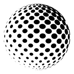 Sphere with a halftone pattern. Dotted orb design element isolated on white. vector 3D logo