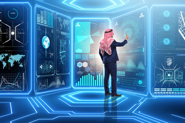 Arab businessman in stock trading concept